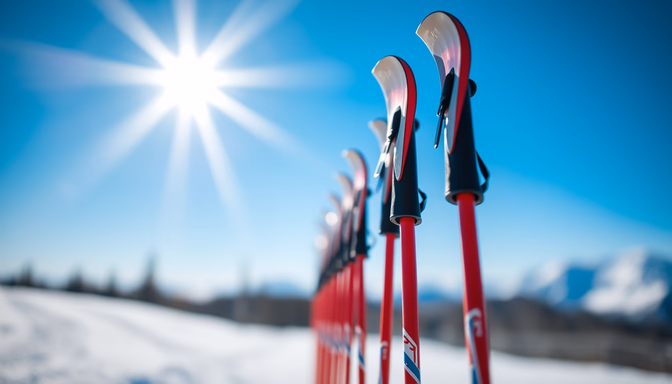 ski poles modern in editorial style