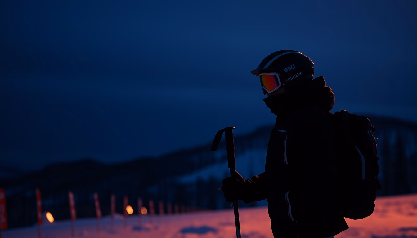 ski poles modern in editorial style