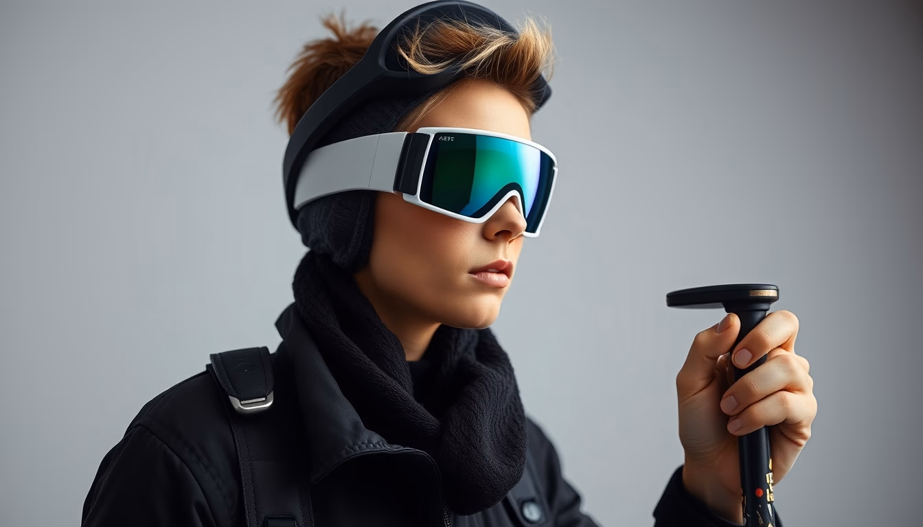 ski poles modern in editorial style