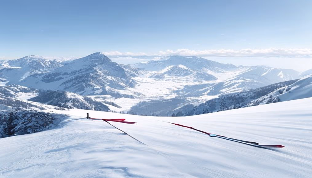 Ski slope mountain view em estilo editorial