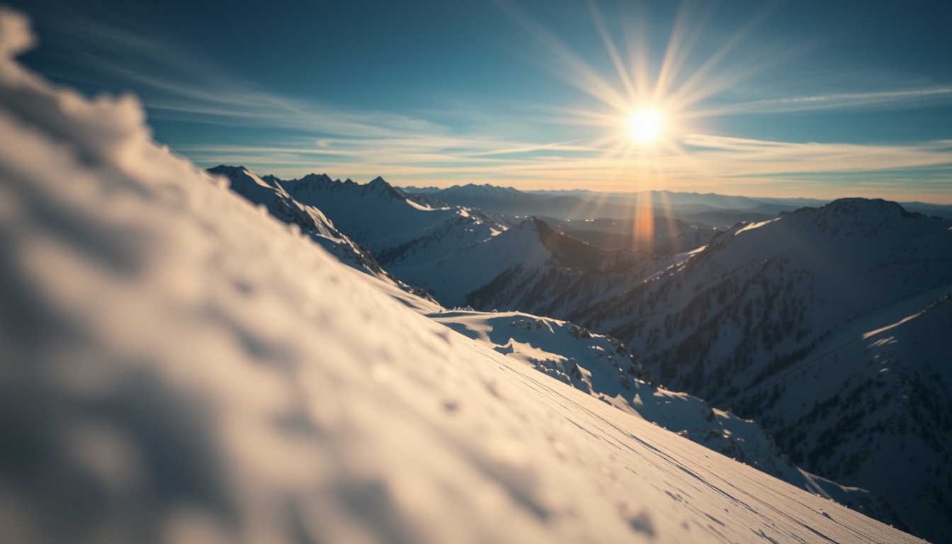 ski slope mountain view in editorial style