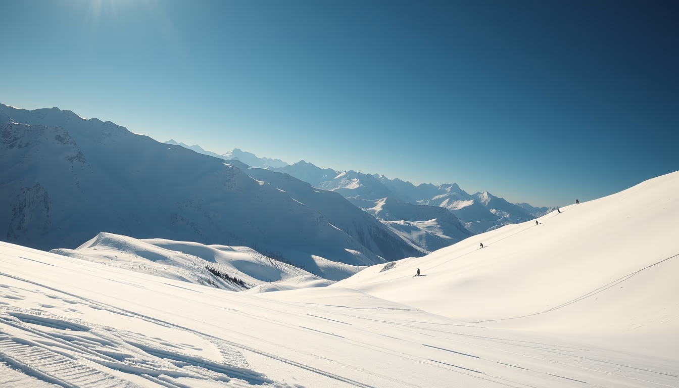 Ski slope mountain view em estilo editorial