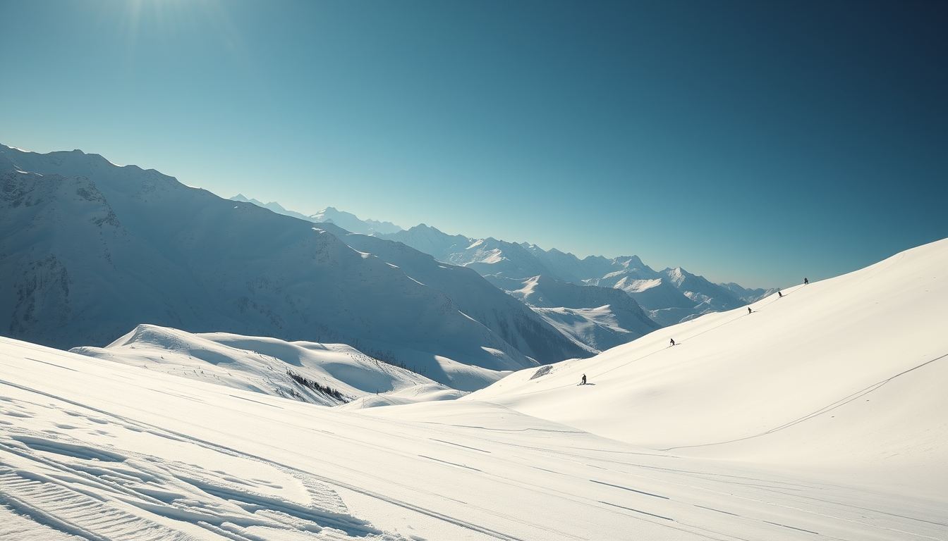 ski slope mountain view in editorial style