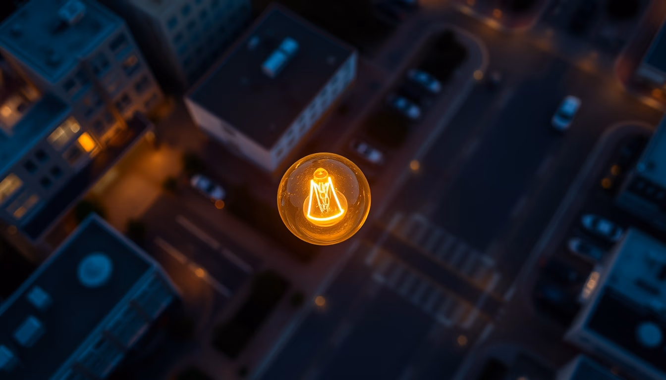 smart bulb glowing color in editorial style