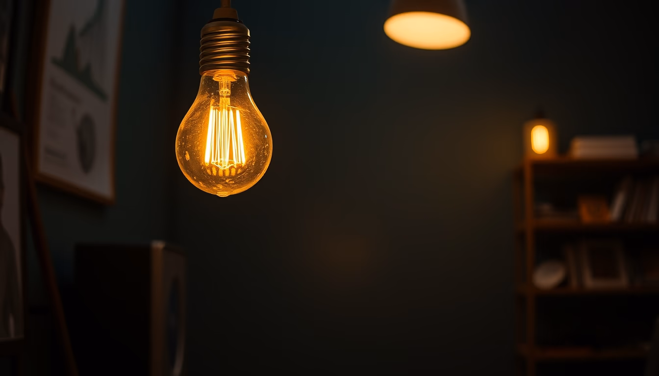 smart bulb glowing color in editorial style