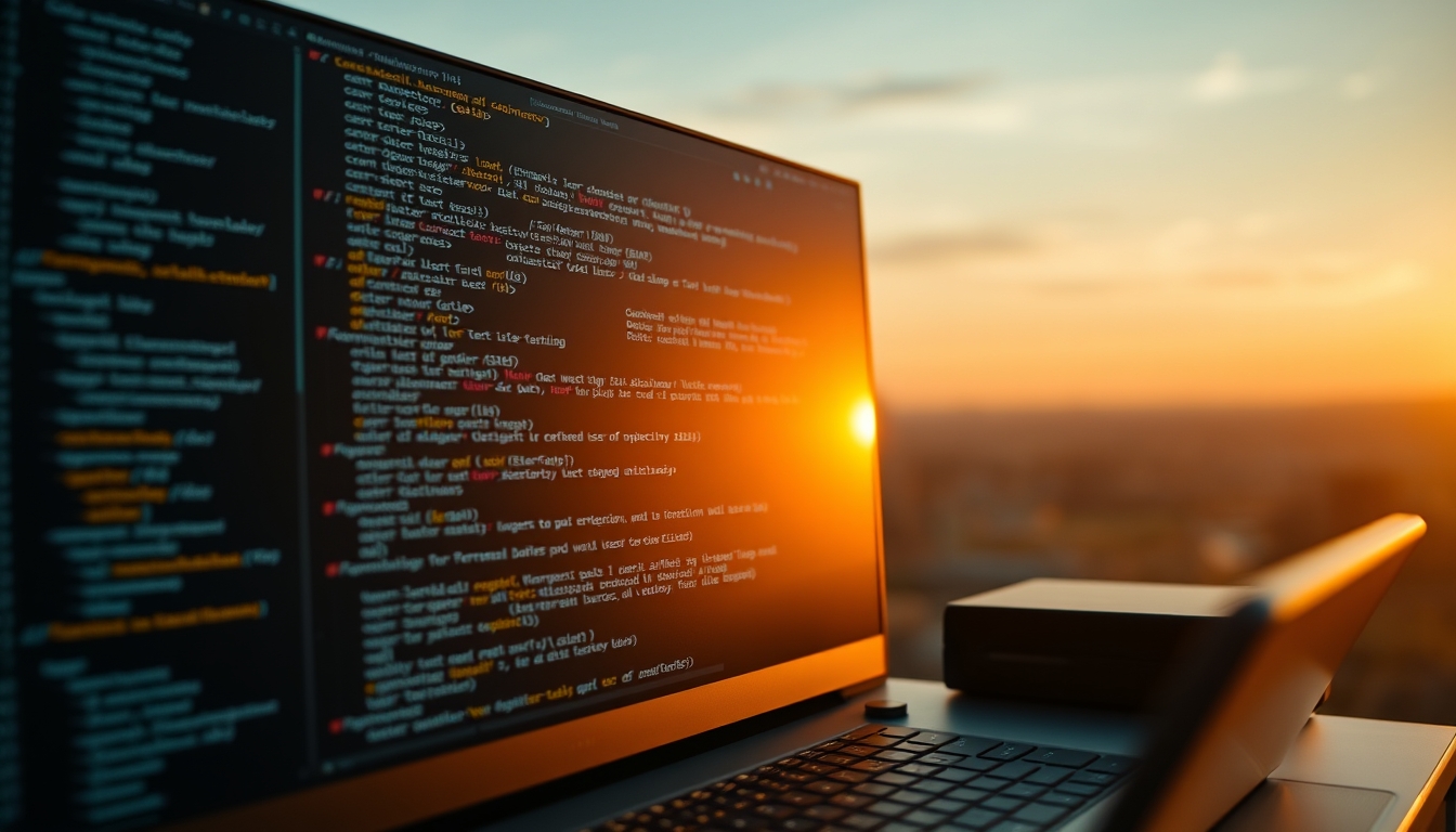 smart contract code on terminal IDE in editorial style