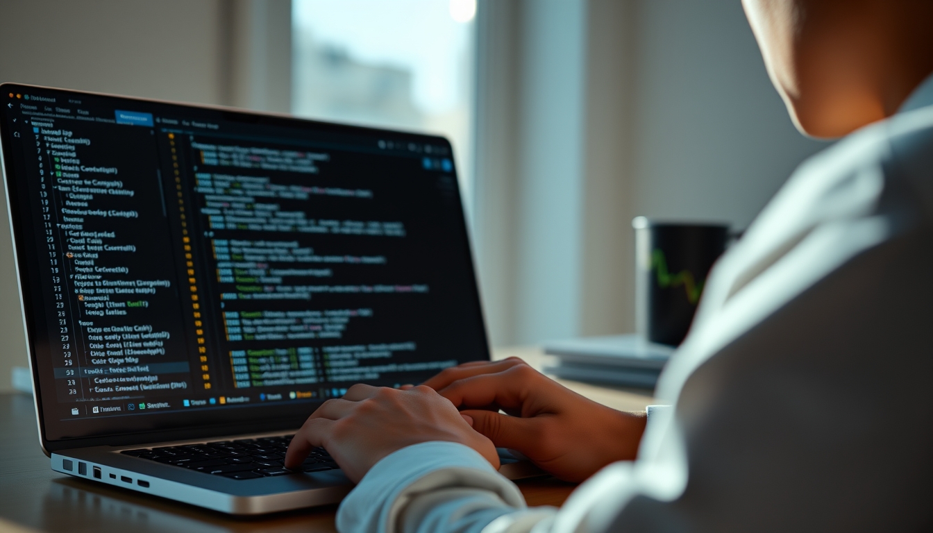 smart contract code on terminal IDE in editorial style