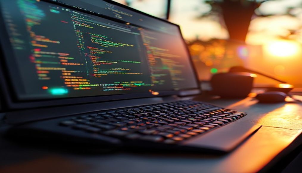 smart contract code on terminal IDE in editorial style