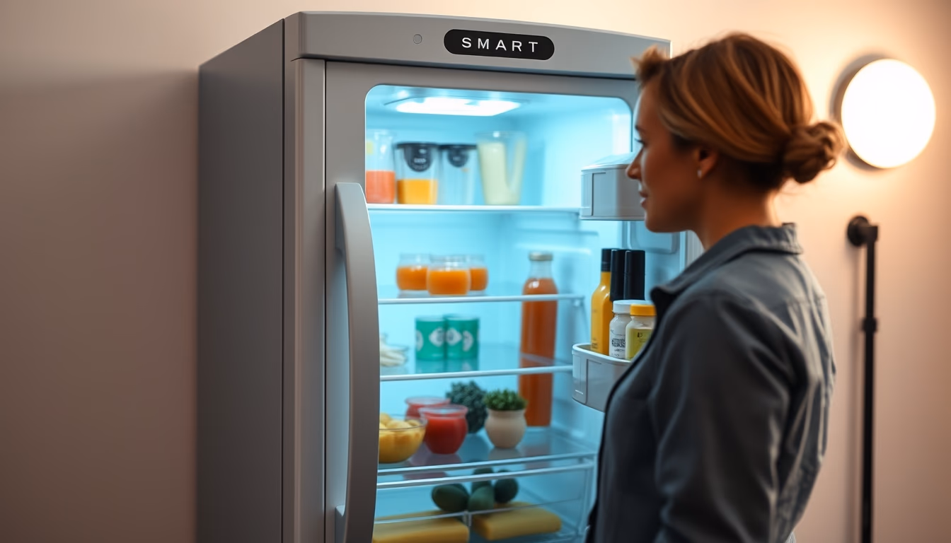 Smart fridge interface em estilo editorial