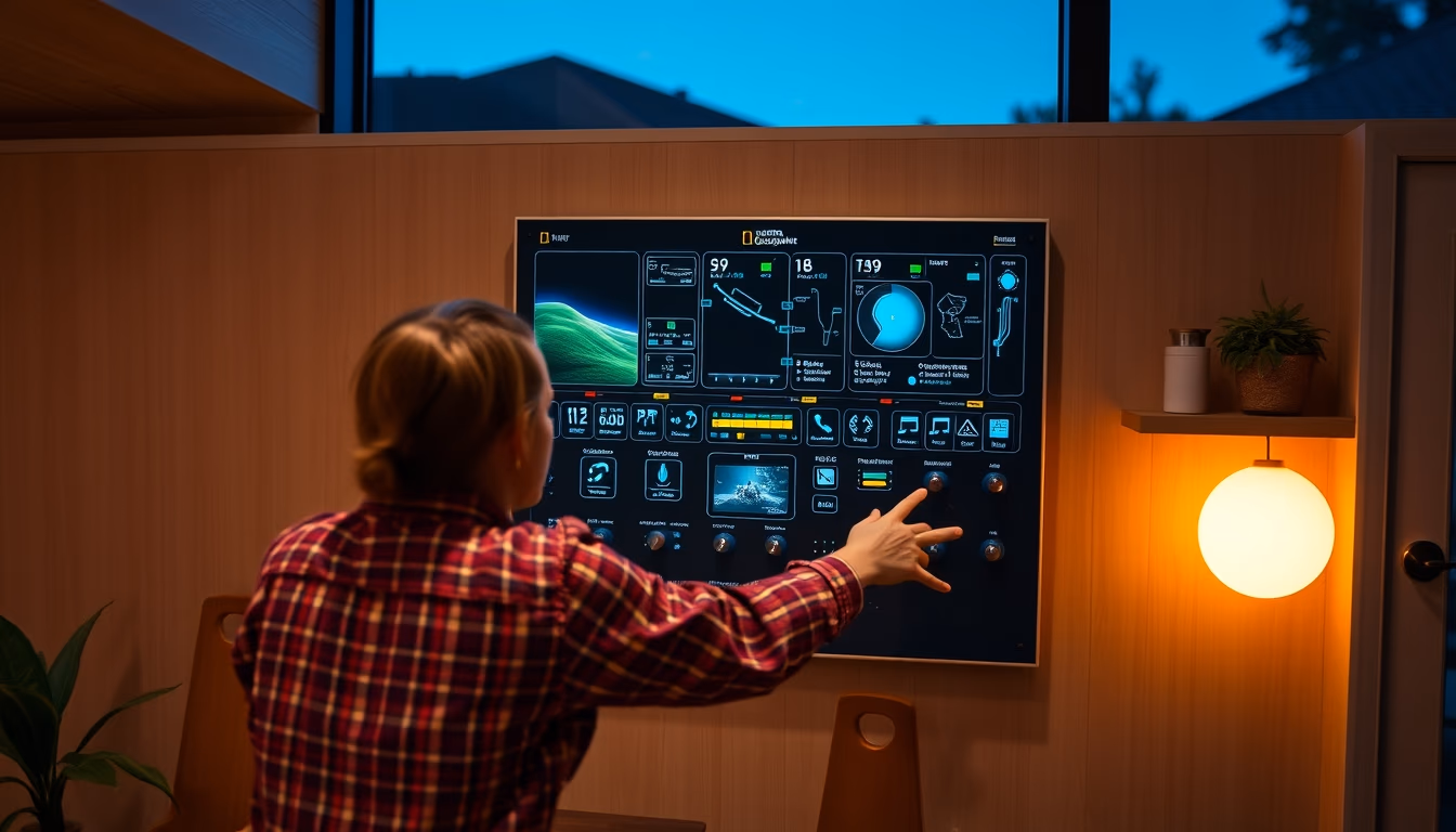 smart home control panel in editorial style