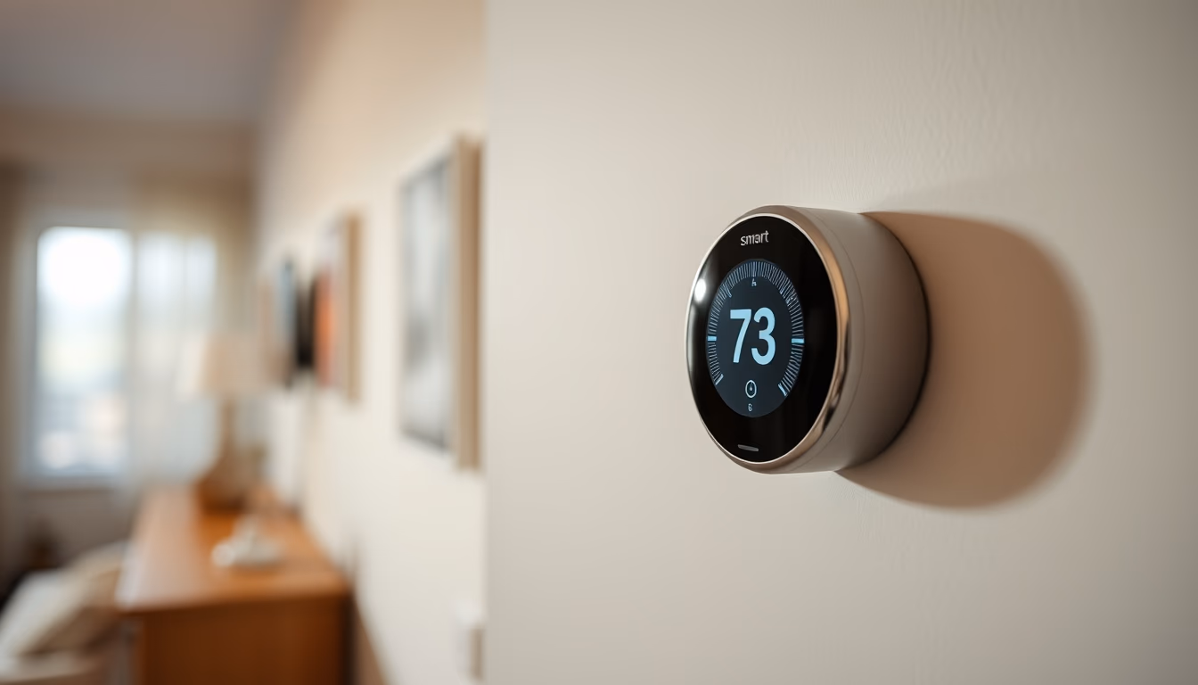 smart thermostat on wall in editorial style