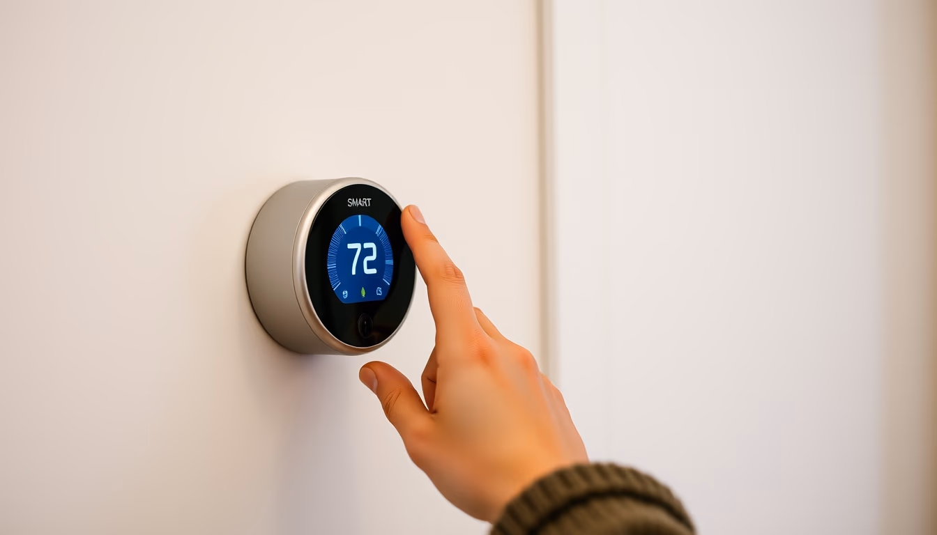 smart thermostat on wall in editorial style