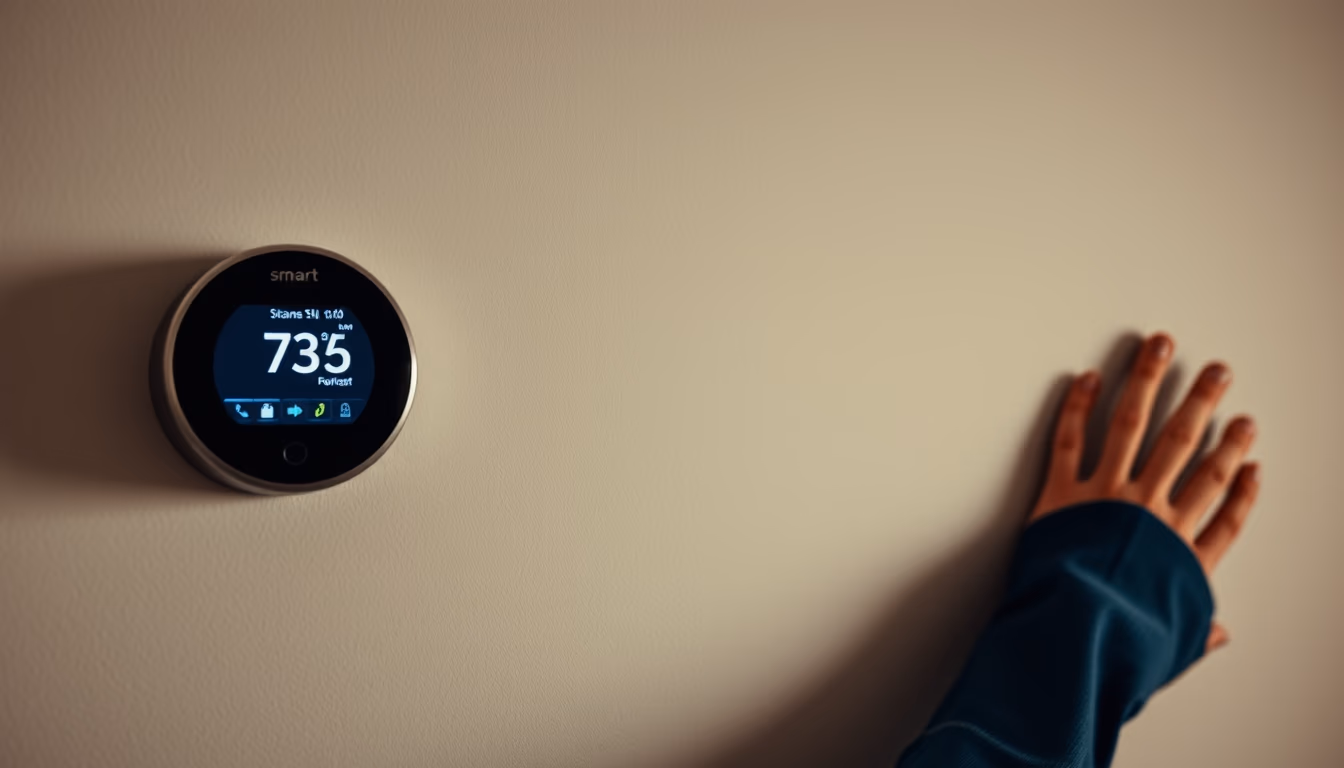 smart thermostat on wall in editorial style