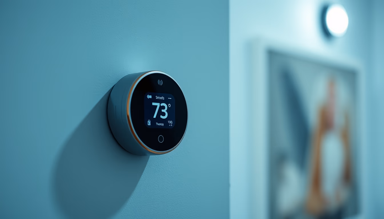 smart thermostat on wall in editorial style