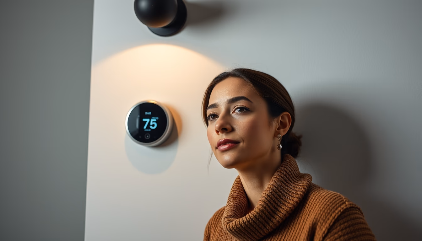 smart thermostat on wall in editorial style