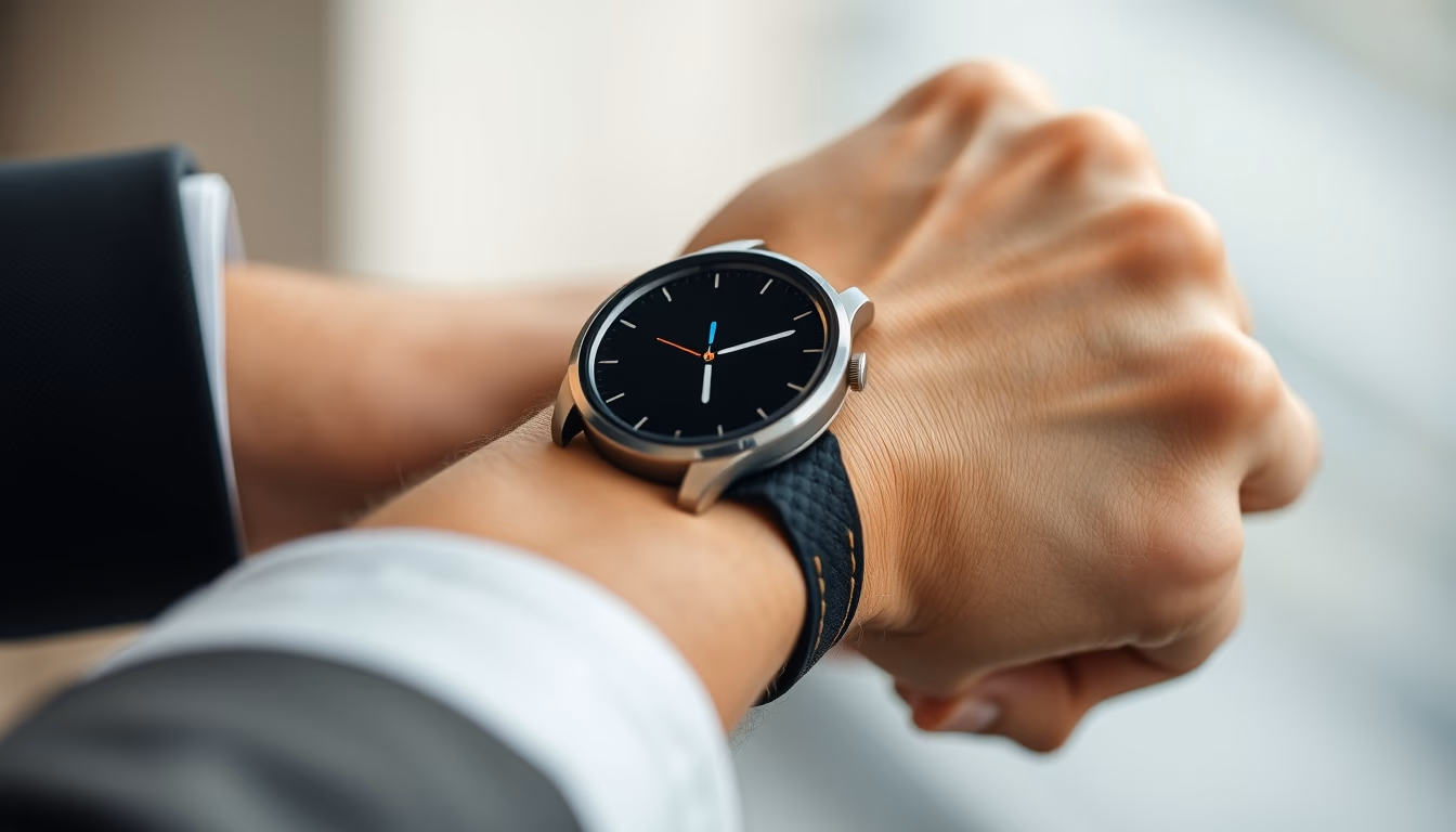 Smart watch on wrist closeup em estilo editorial