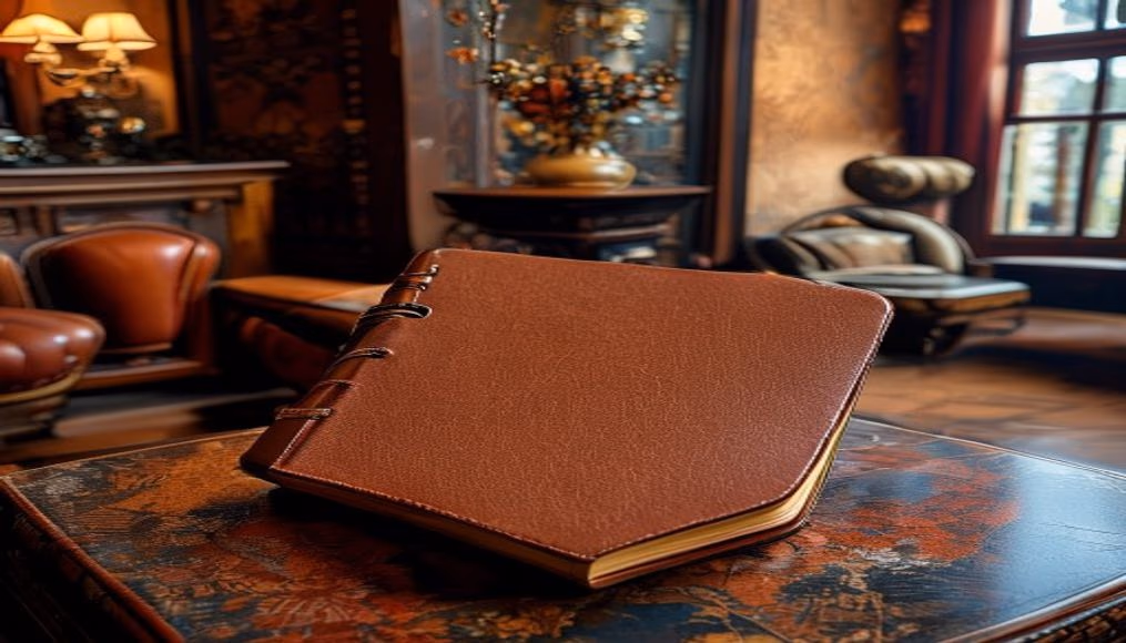 Smythson panama leather diary em fotografia editorial de luxo