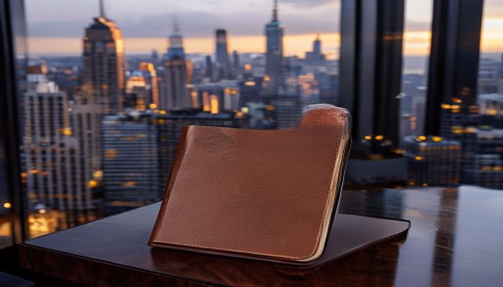 Smythson panama leather diary em fotografia editorial de luxo