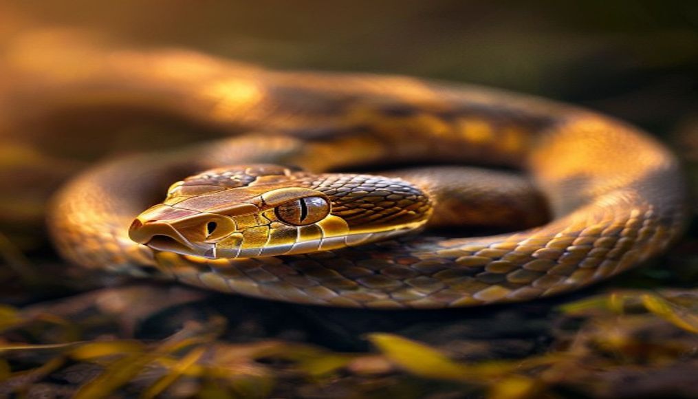 snake python coiled in editorial style