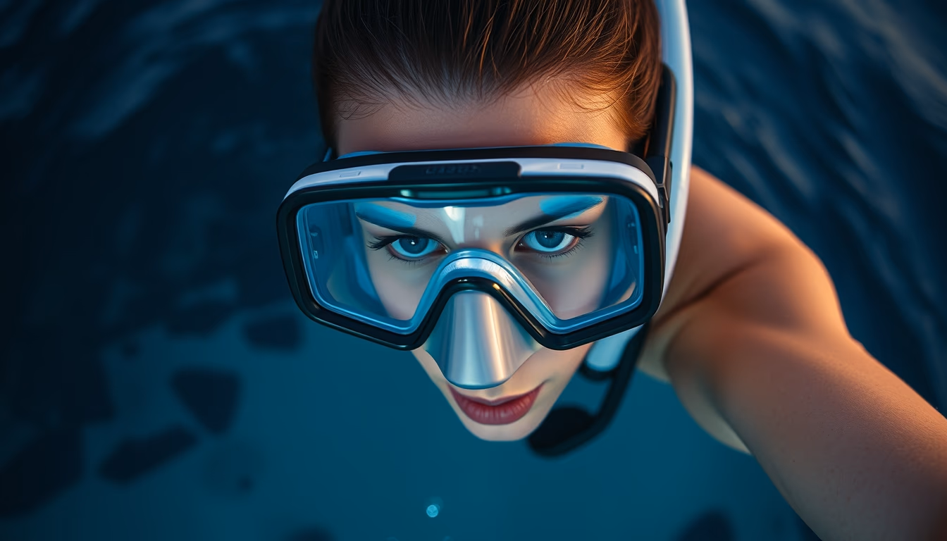 snorkel mask glass in editorial style
