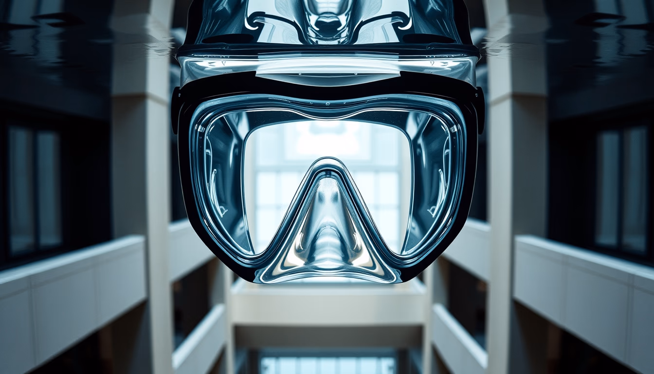 snorkel mask glass in editorial style