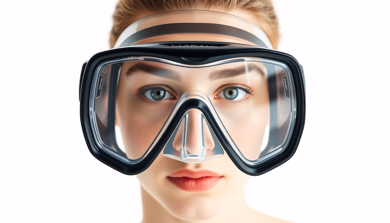 snorkel mask glass in editorial style