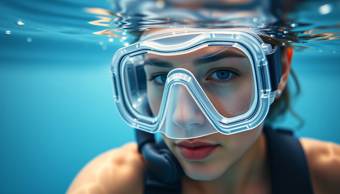 snorkel mask glass in editorial style