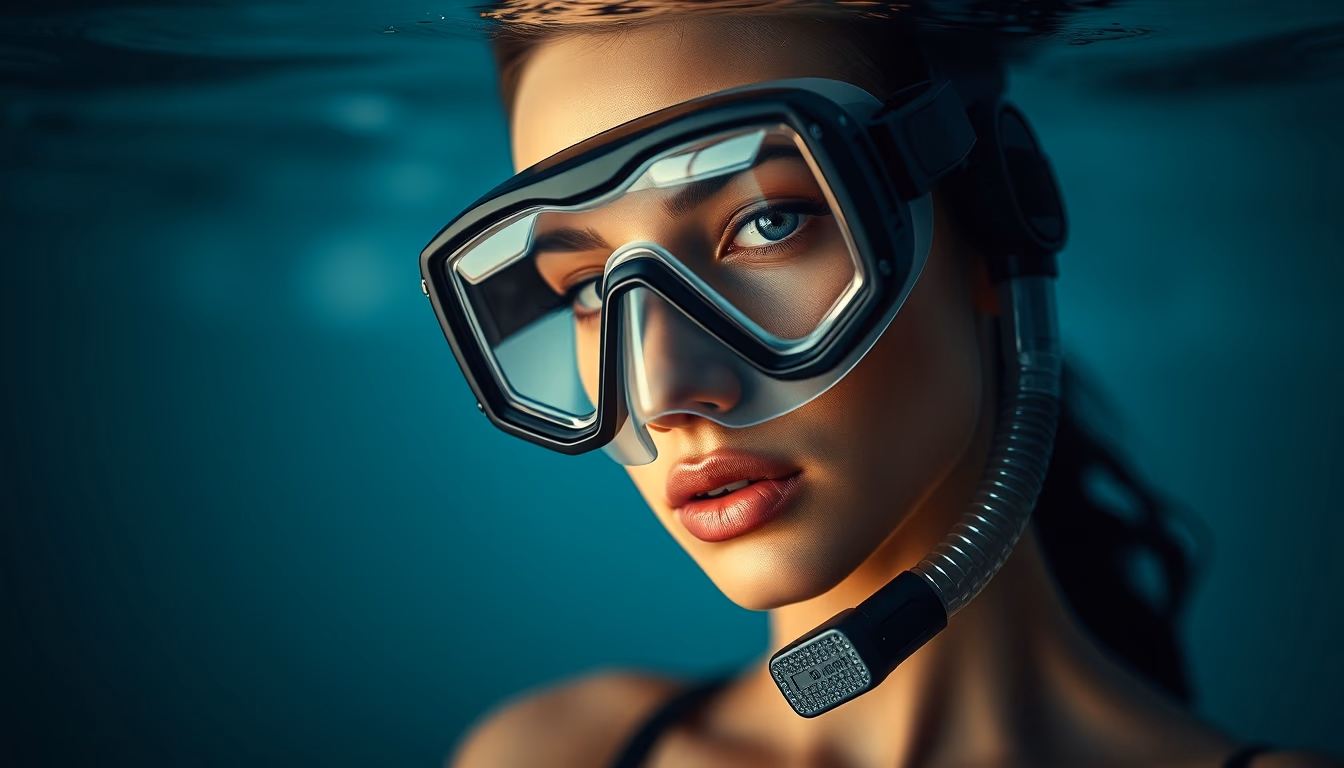 snorkel mask glass in editorial style