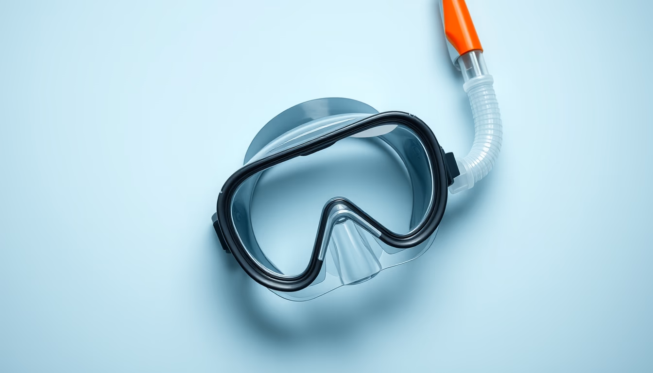 snorkel mask glass in editorial style