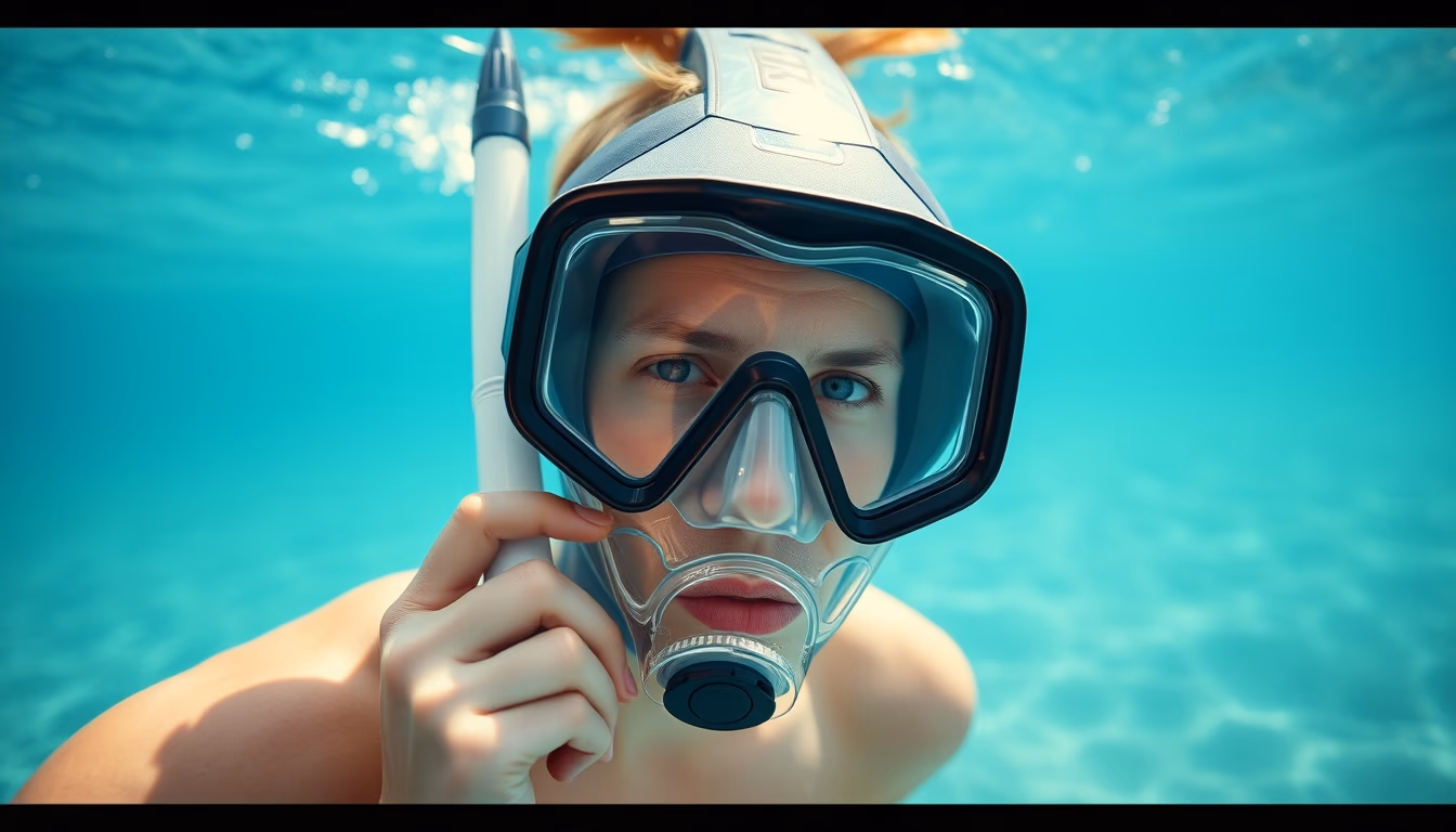 snorkel mask glass in editorial style