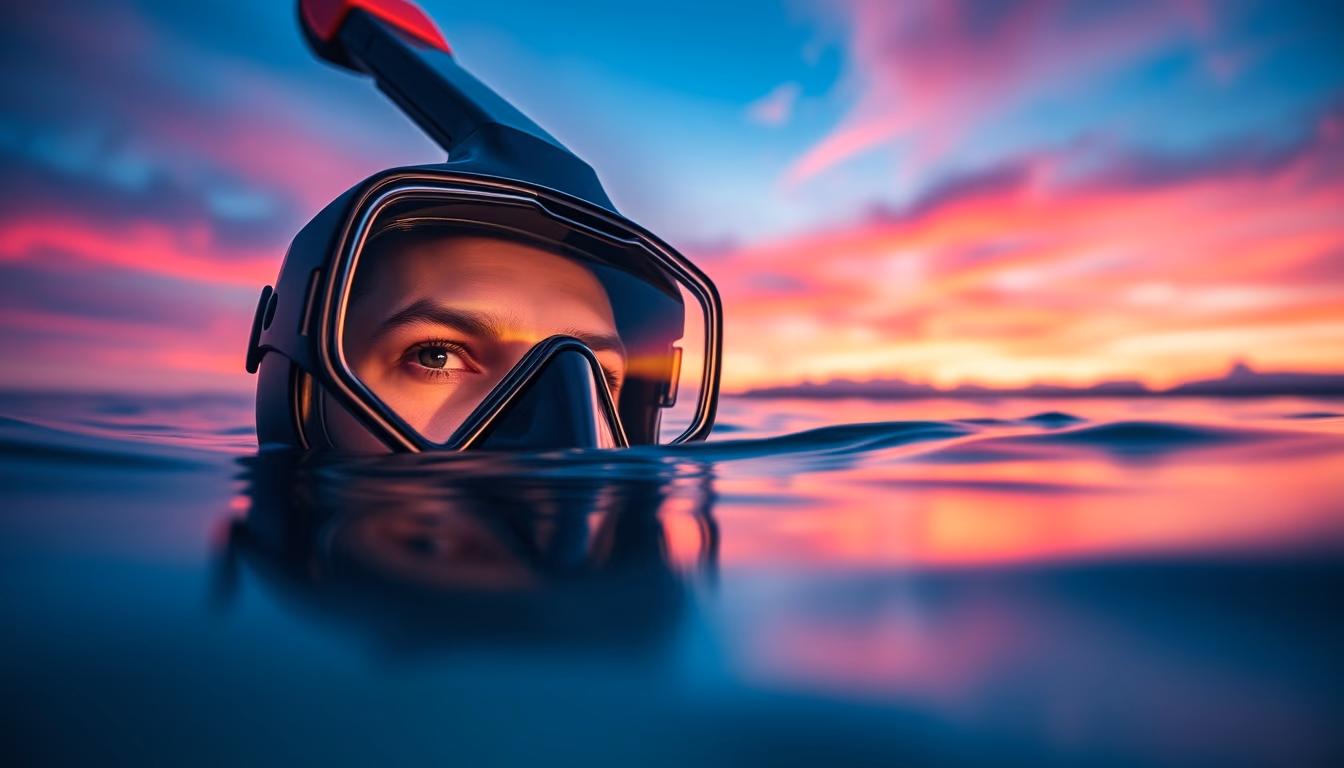 snorkel mask glass in editorial style