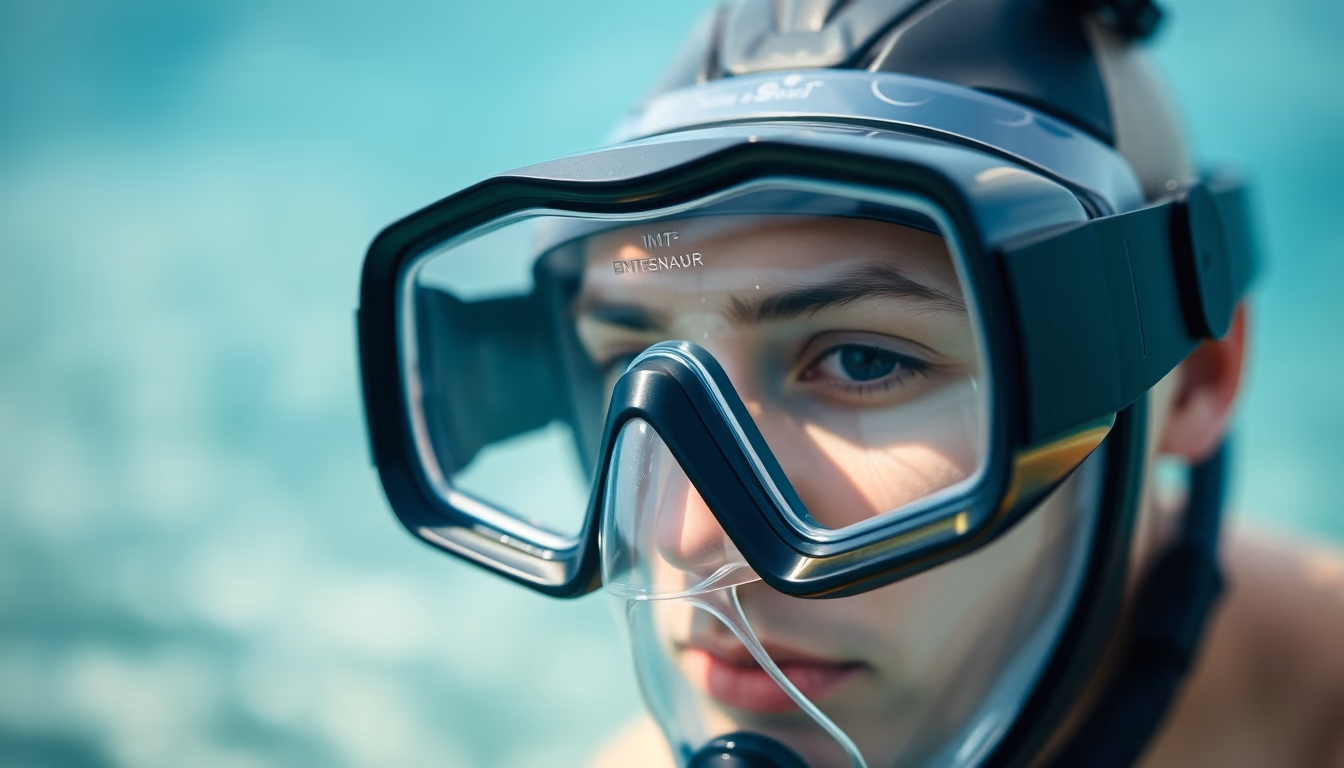 snorkel mask glass in editorial style