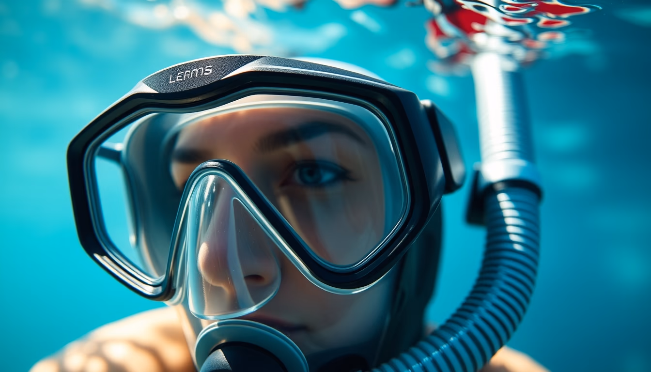 snorkel mask glass in editorial style