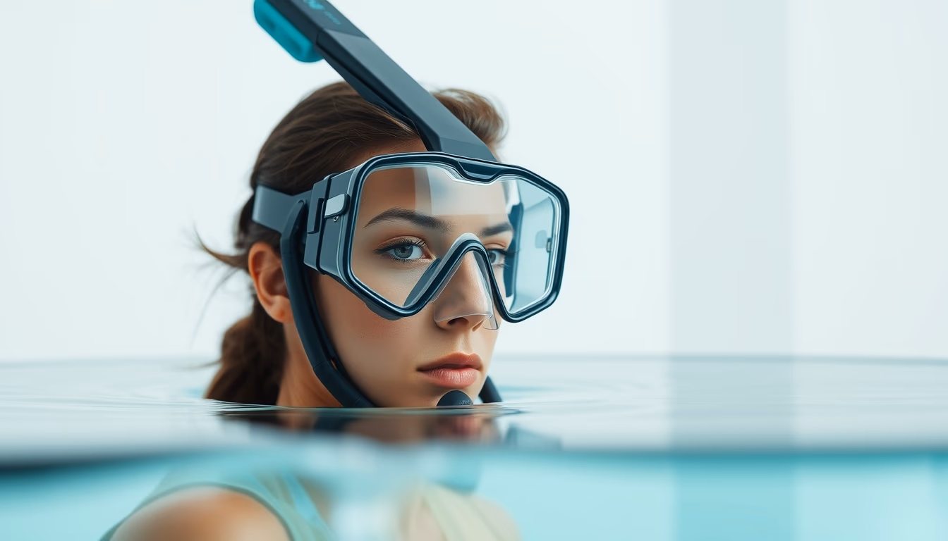 snorkel mask glass in editorial style