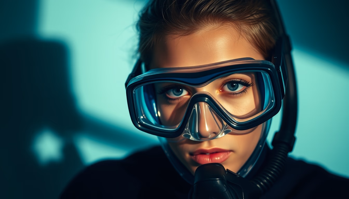 snorkel mask glass in editorial style