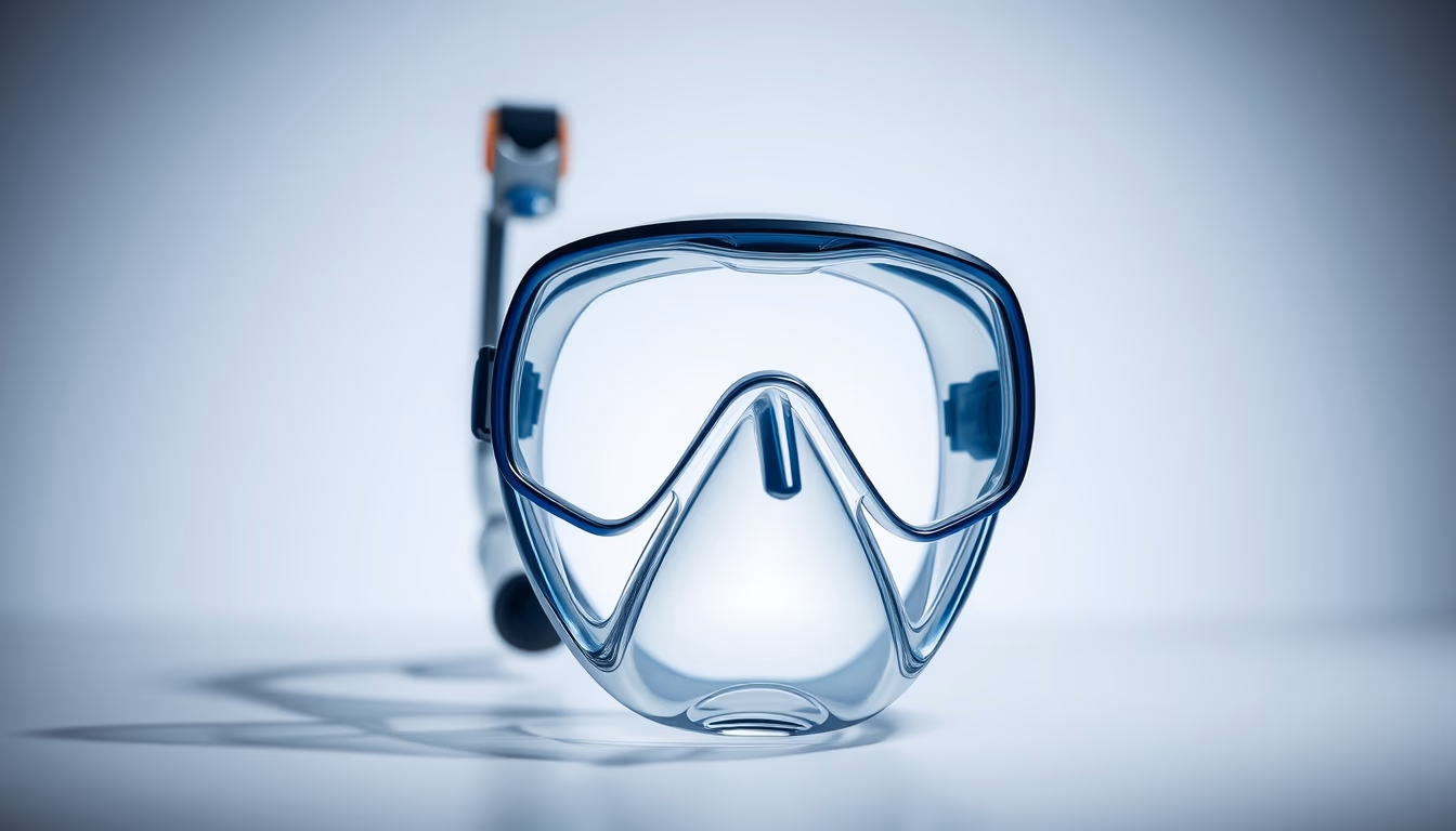 snorkel mask glass in editorial style