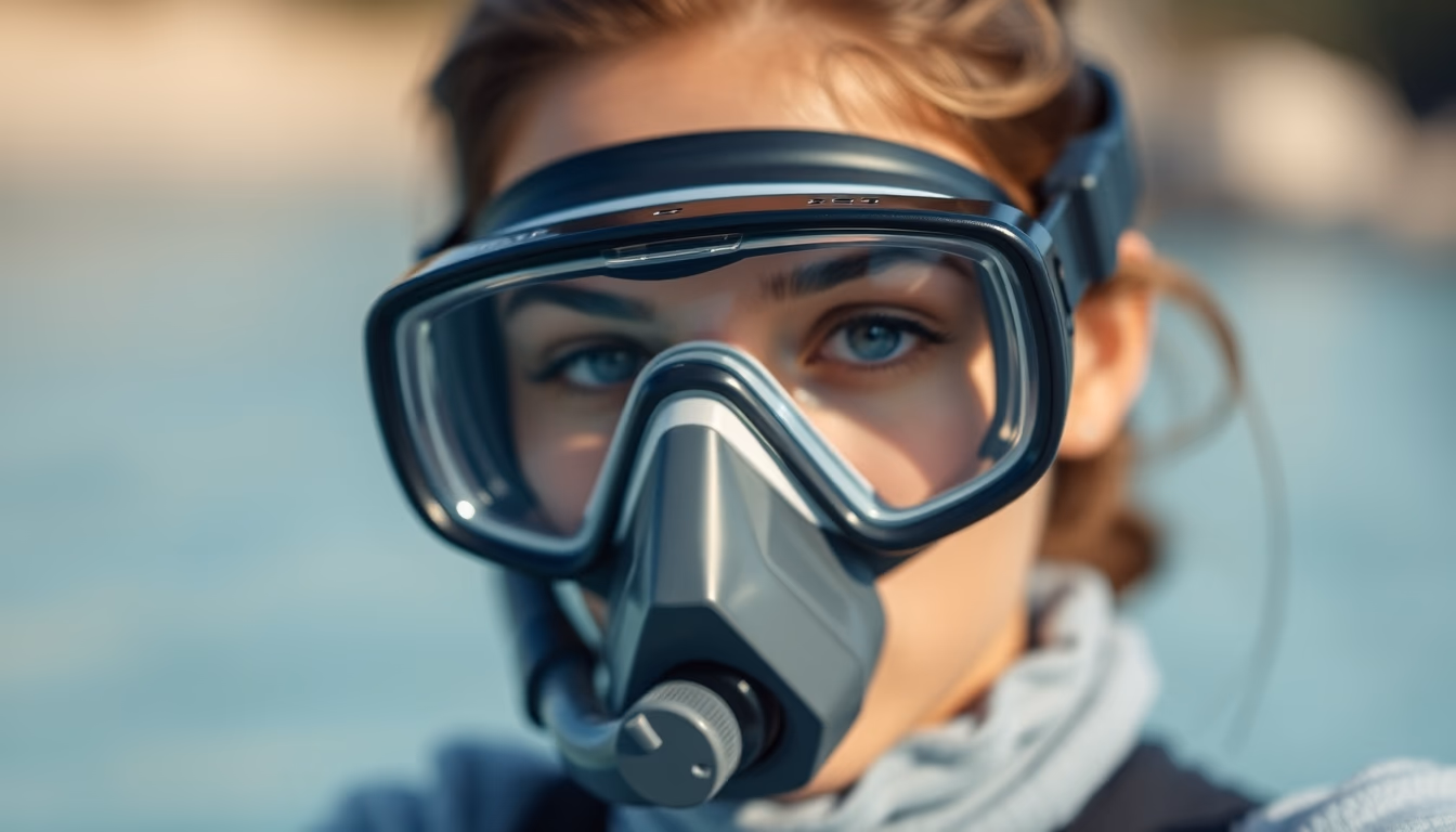 snorkel mask glass in editorial style