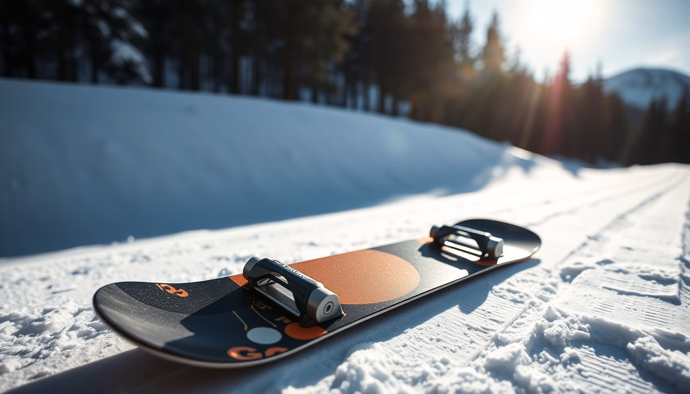 snowboard graphics deck in editorial style