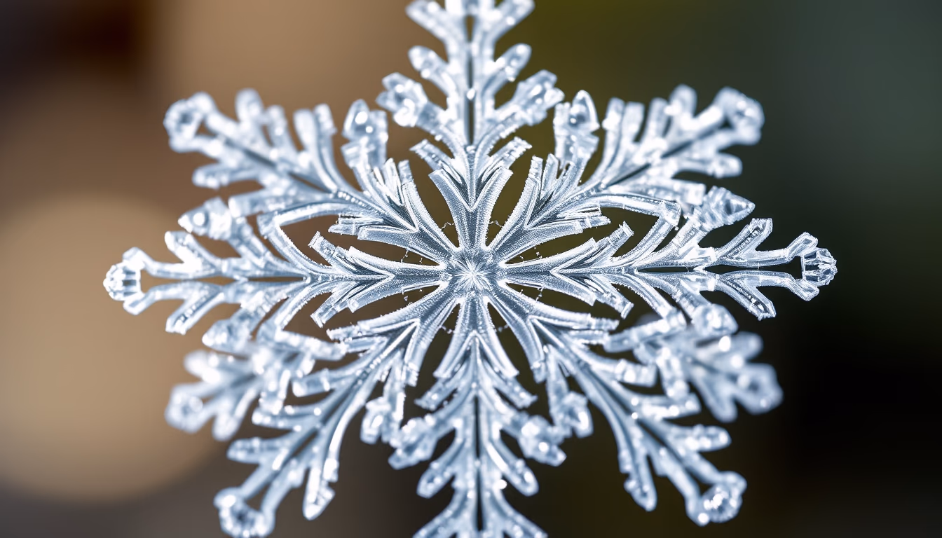 Snowflake macro symmetric em estilo editorial