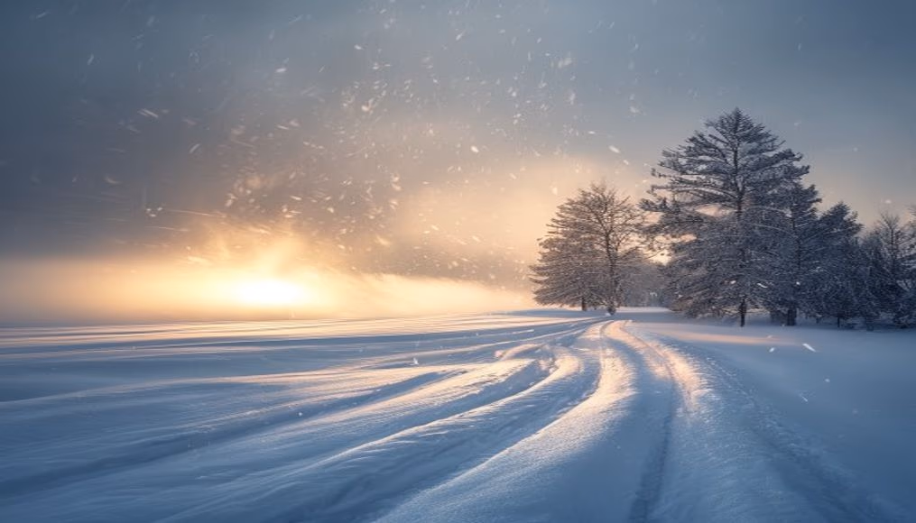 snowstorm blizzard in editorial style