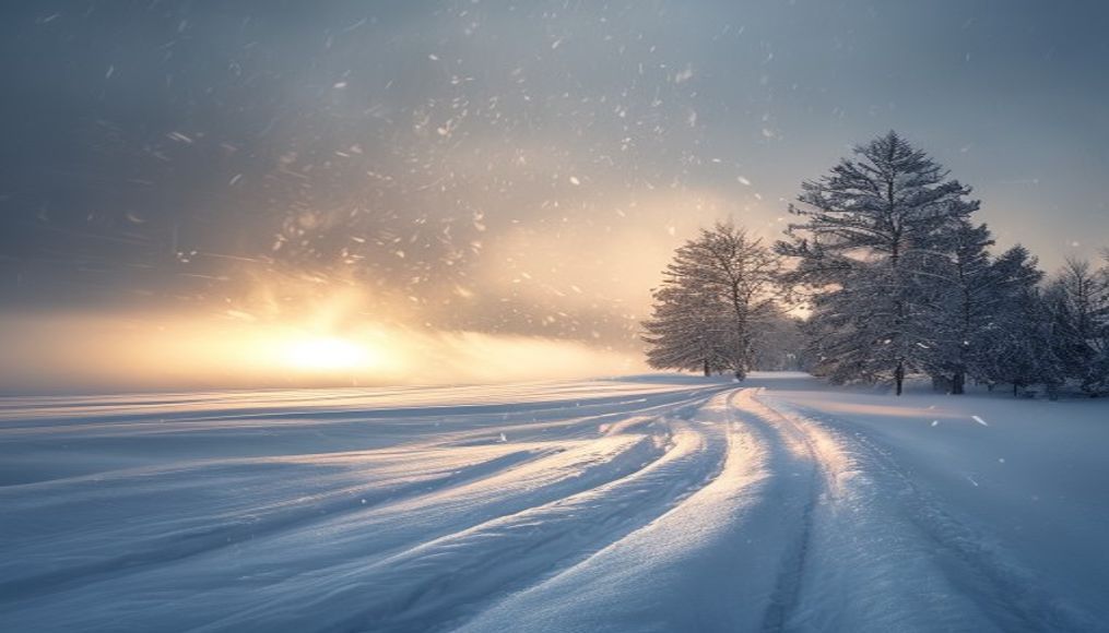 snowstorm blizzard in editorial style