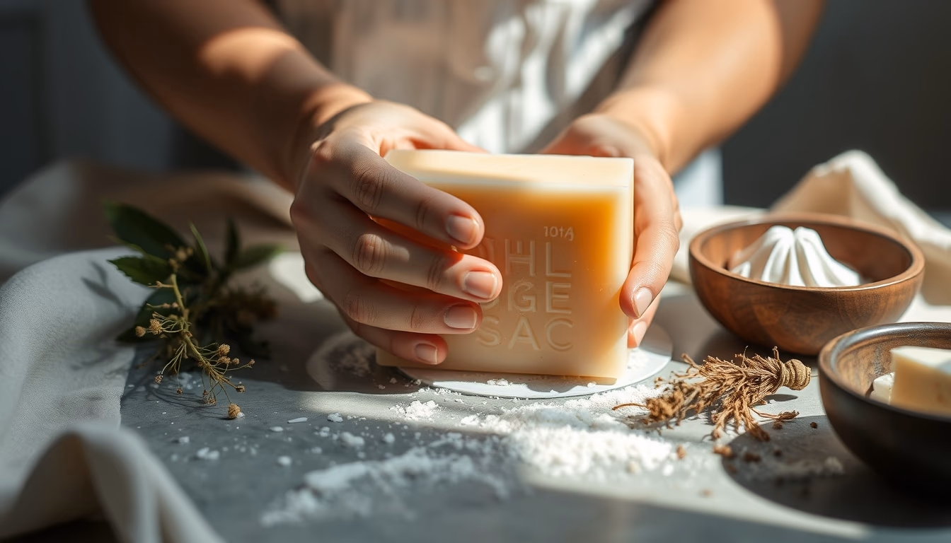 soap making organic in editorial style
