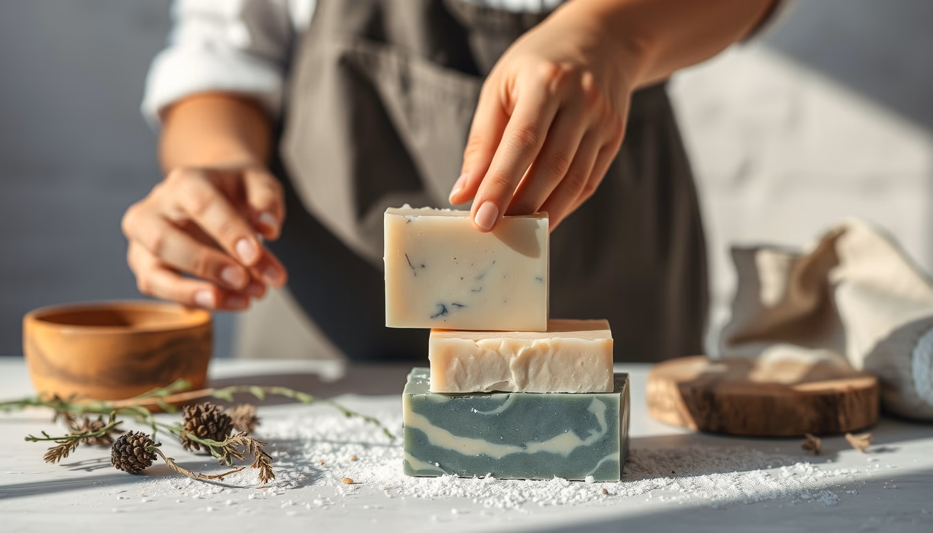 soap making organic in editorial style