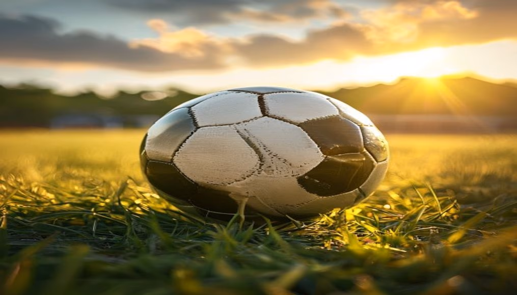 soccer ball on grass field in editorial style