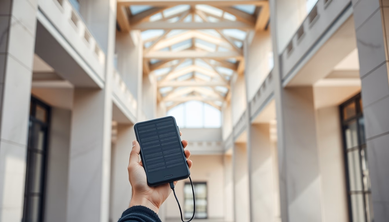 solar charger portable in editorial style