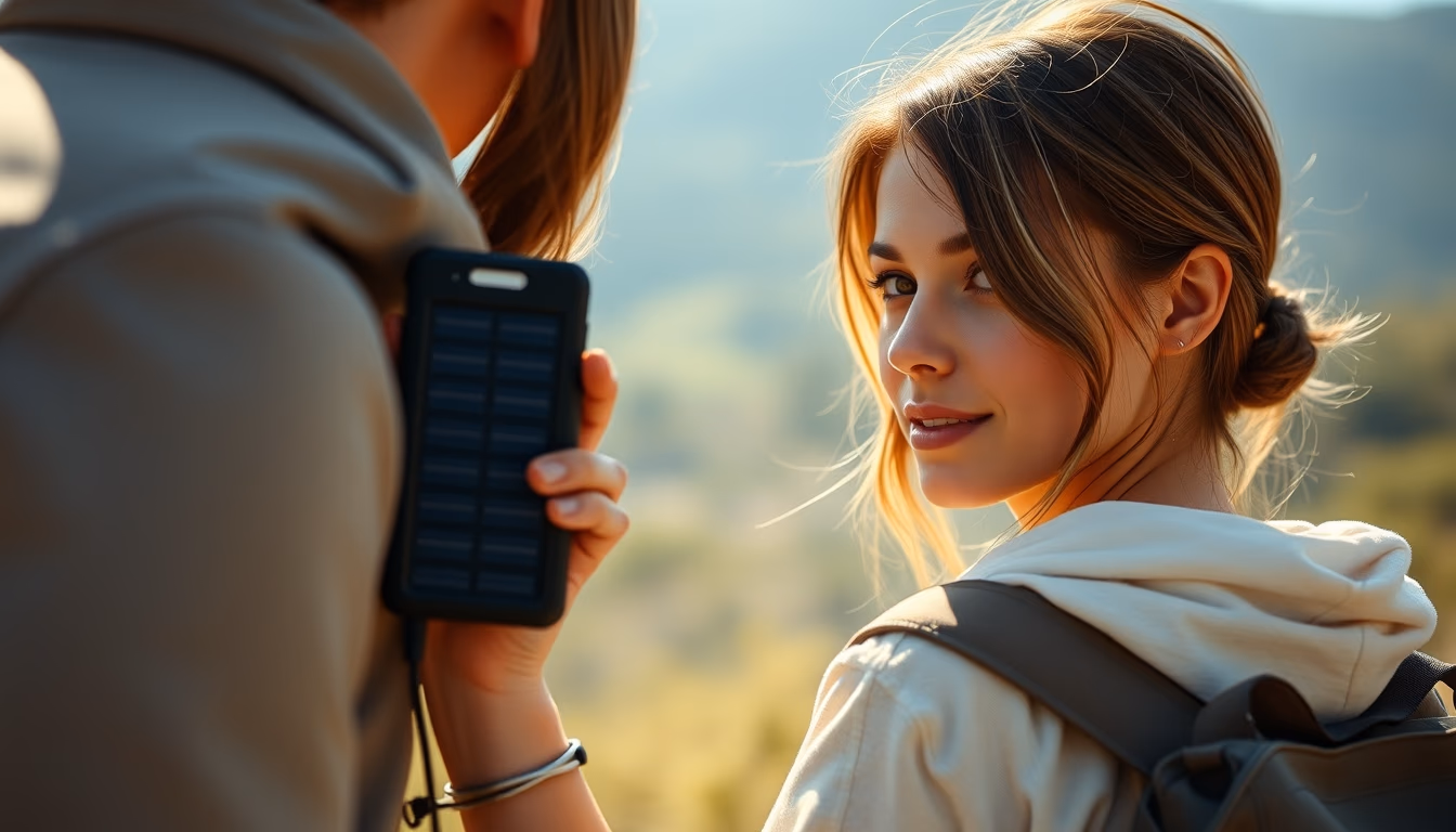 solar charger portable in editorial style