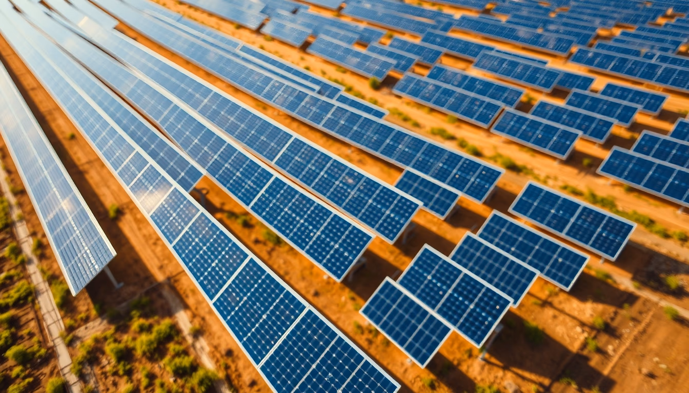 solar farm aerial vast in editorial style