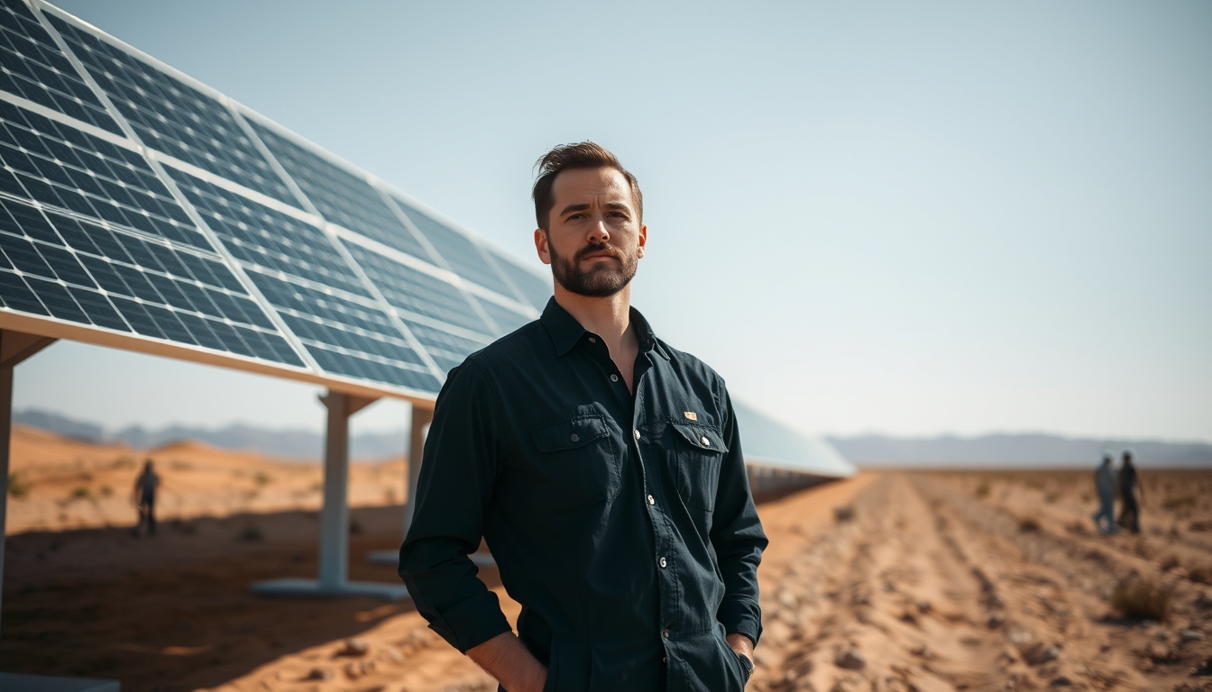 solar panel array desert in editorial style