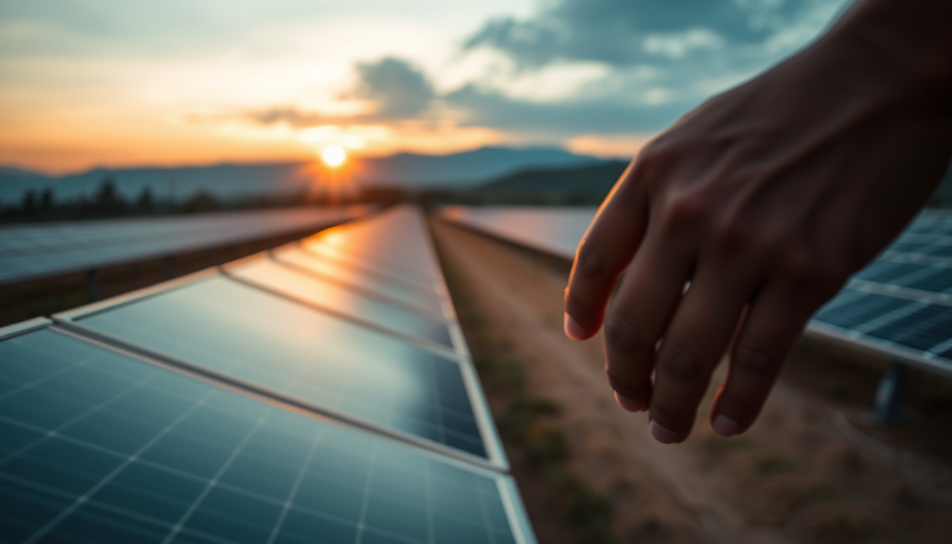 solar panel farm in dry Brazilian landscape in editorial style