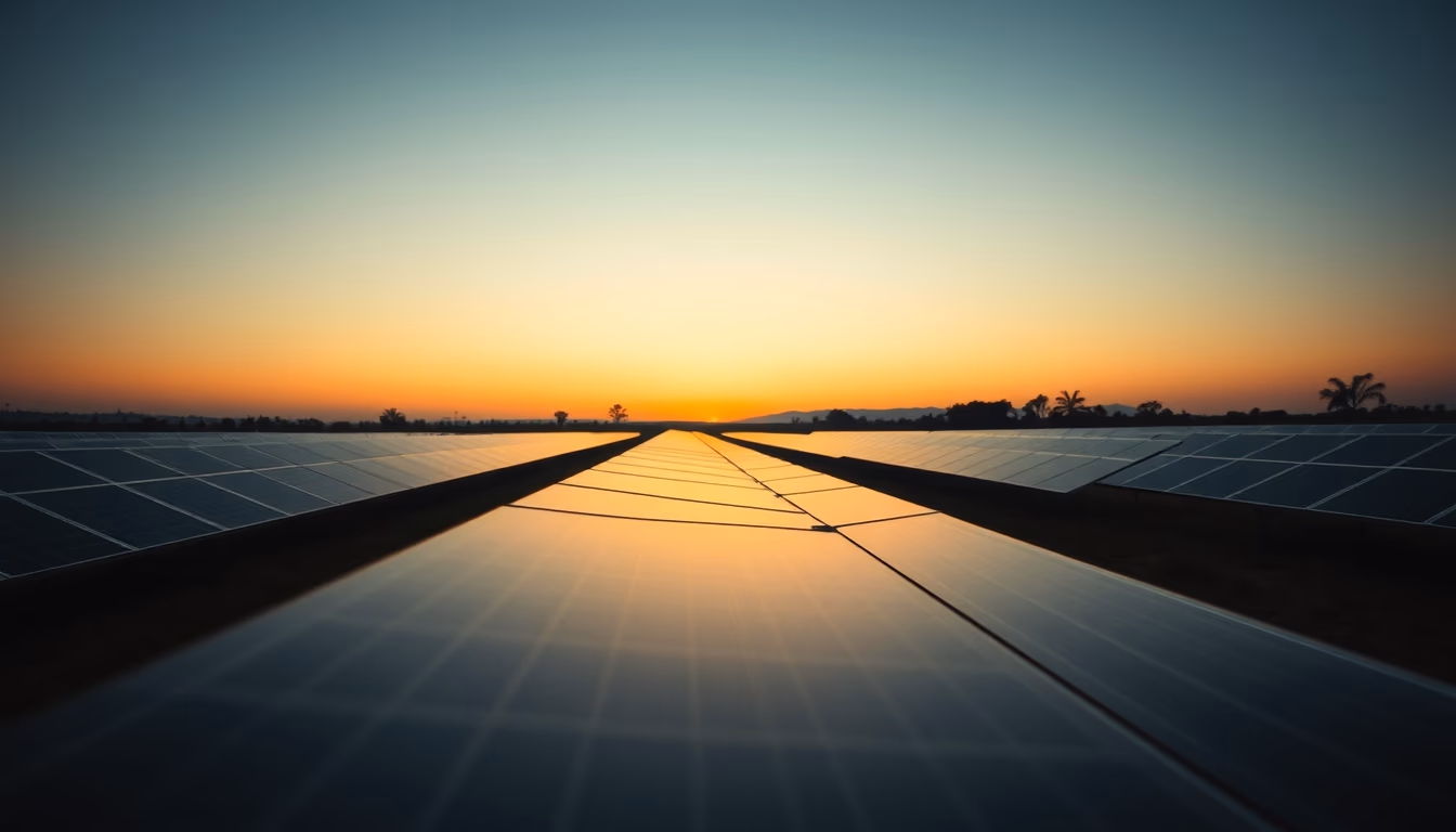 solar panel farm in dry Brazilian landscape in editorial style